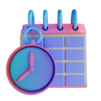 3D illustration colorful schedule clock and calendar png