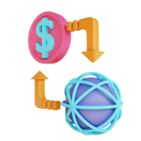 fluxo de dinheiro de ilustração 3D adequado para negócios e finanças png