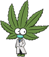 Cute cartoon cannabis marijuana character doctor png