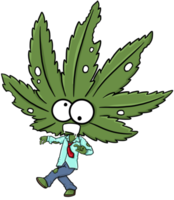 lindo personaje de halloween de cannabis y marihuana zombie png