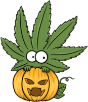 niedlicher cannabis- und marihuana-halloween-charakterkürbis png
