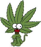 fofo gato fantasma de personagem de halloween de cannabis e maconha png