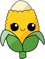 mignon et sourire dessin animé fruit personnage coloré maïs doux png