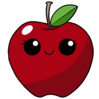 mignon et sourire dessin animé fruit personnage coloré pomme rouge png