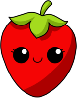 mignon et sourire dessin animé fruit personnage coloré fraise png