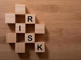 Word risk writing with wooden blocks photo