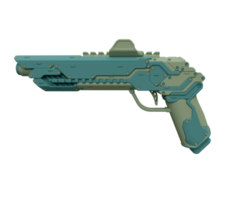 Illustration 3d d'une arme futuriste de science-fiction, d'un pistolet laser de haute technologie de science-fiction avec silhouette.