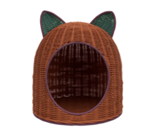 minimal 3d illustration of wicker cat house front view png