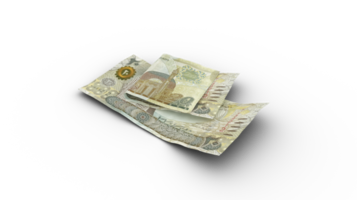 Rendu 3d de doubles notes de 20 dinars bahreïniens avec ombres isolées sur fond transparent, transparence png