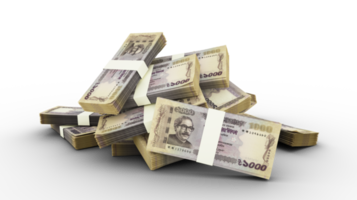 3D Stack of 1000 Bangladeshi taka notes isolated on transparent background, png transparency