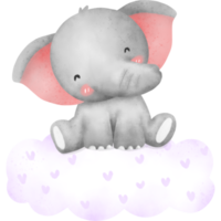 Watercolor cute elephant png