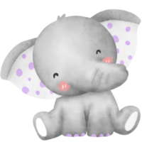 Watercolor cute elephant png