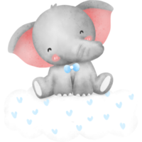 Watercolor cute elephant png
