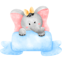 Watercolor cute elephant png