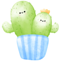 cactus acuarela en maceta png