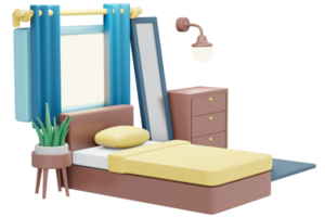 vista isometrica della camera da letto moderna interna 3d rendering png