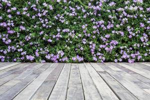 wooden fence with flowers photo