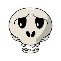 Sad skull, Cute cartoon skull for holiday, vector illustration in cartoon style on white background