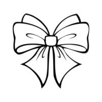 Big beautiful festive bow for a gift, vector monochrome illustration on a white background