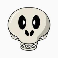 Funny Cute Cartoon skull for Holiday, cute smiling skull, cartoon style vector illustration on white background