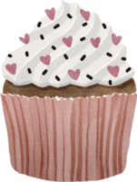 Hand drawn watercolor cupcake png