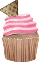 Hand drawn watercolor cupcake png