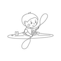 niño kayak en kayak de carreras. contorno vectorial vector