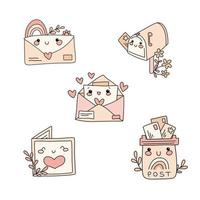 Set of cute mailing post items vector