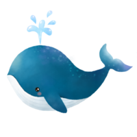 acuarela de ballena azul png