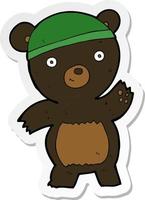 sticker of a cute cartoon black bear vector