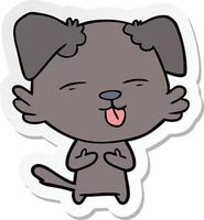 sticker of a cartoon dog sticking out tongue vector