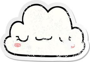 distressed sticker of a cute cartoon cloud vector