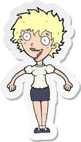 sticker of a cartoon excited woman vector