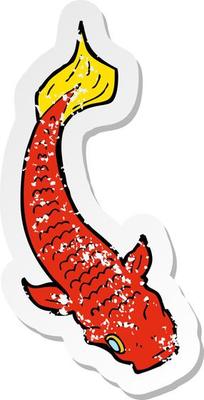 retro distressed sticker of a cartoon fish