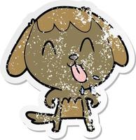 distressed sticker of a cute cartoon dog vector