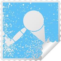 distressed square peeling sticker symbol magnifying glass vector