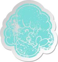 distressed old sticker kawaii cute ghost mermaid vector