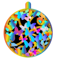 Christmas ball with butterfly. Birthday, wedding ball. Gradient multicoloured. png