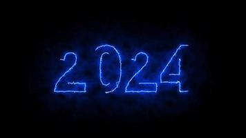 video animation, abstract neon light with the numbers, represents the new year.