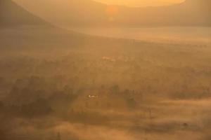 fog and cloud mountain valley sunrise landscape photo