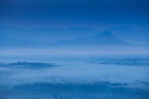 fog and cloud mountain valley sunrise landscape photo