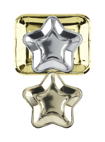 stella d'argento dorata isolata su sfondo nero con tracciato di ritaglio png