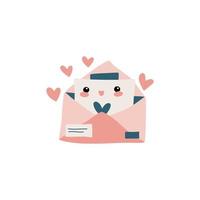 Cute kawaii mail envelope with postal letter. vector