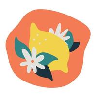 Lemon and flowers. Abstract vector illustration.