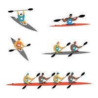 Canoe sprint racing kayak sportsmen set vector