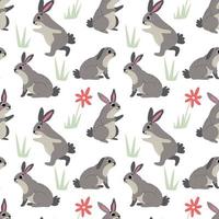 Seamless pattern with cute bunnies. Childish cartoon pattern. Vector. vector