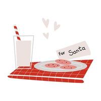 Milk and cookies for Santa Claus. Christmas Illustration vector