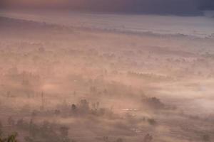 fog and cloud mountain valley sunrise landscape photo
