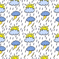 Light print, thunderclouds and the sun, raining, seamless square pattern png