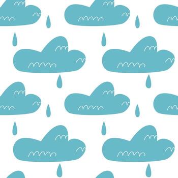 fondo transparente con nubes y gotas de lluvia. vector